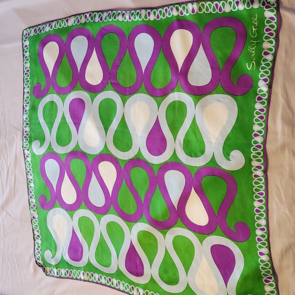 Sally Gee vintage 60's silk scarf hippy chic boho